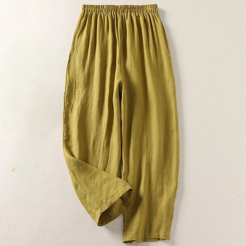 MARGHERITA – Pantaloni Donna a Gamba Larga con Elastico in Vita