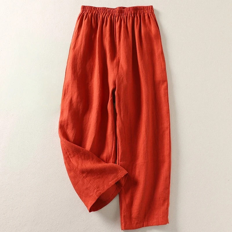 MARGHERITA – Pantaloni Donna a Gamba Larga con Elastico in Vita