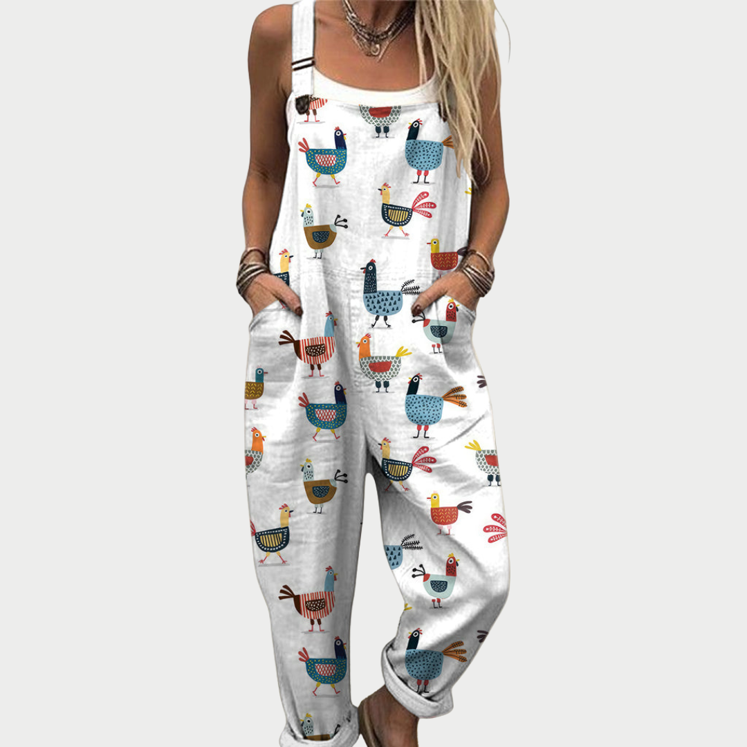 Comoda salopette stampata - Bianco JUMPSUIT