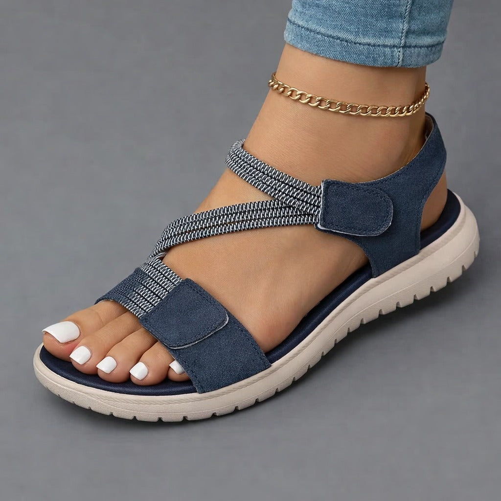 TRANI – Sandali Donna Comfort con Fasce Elastiche e Strappo
