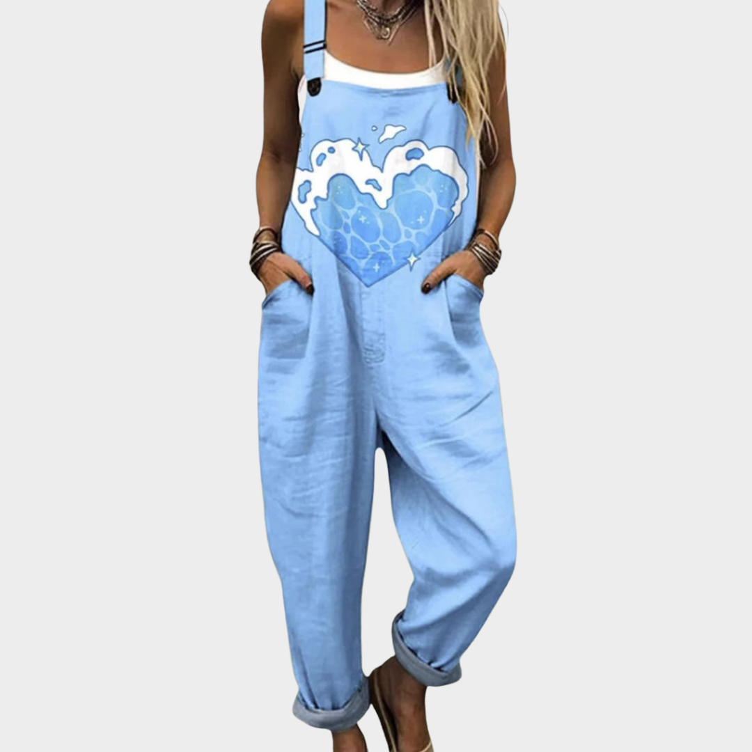 Comoda salopette stampata - Blu