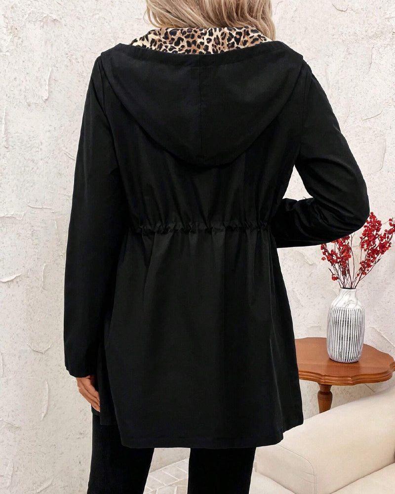 MARTINE - Cappotto Reversibile Con Cappuccio e Stampa Leopardata