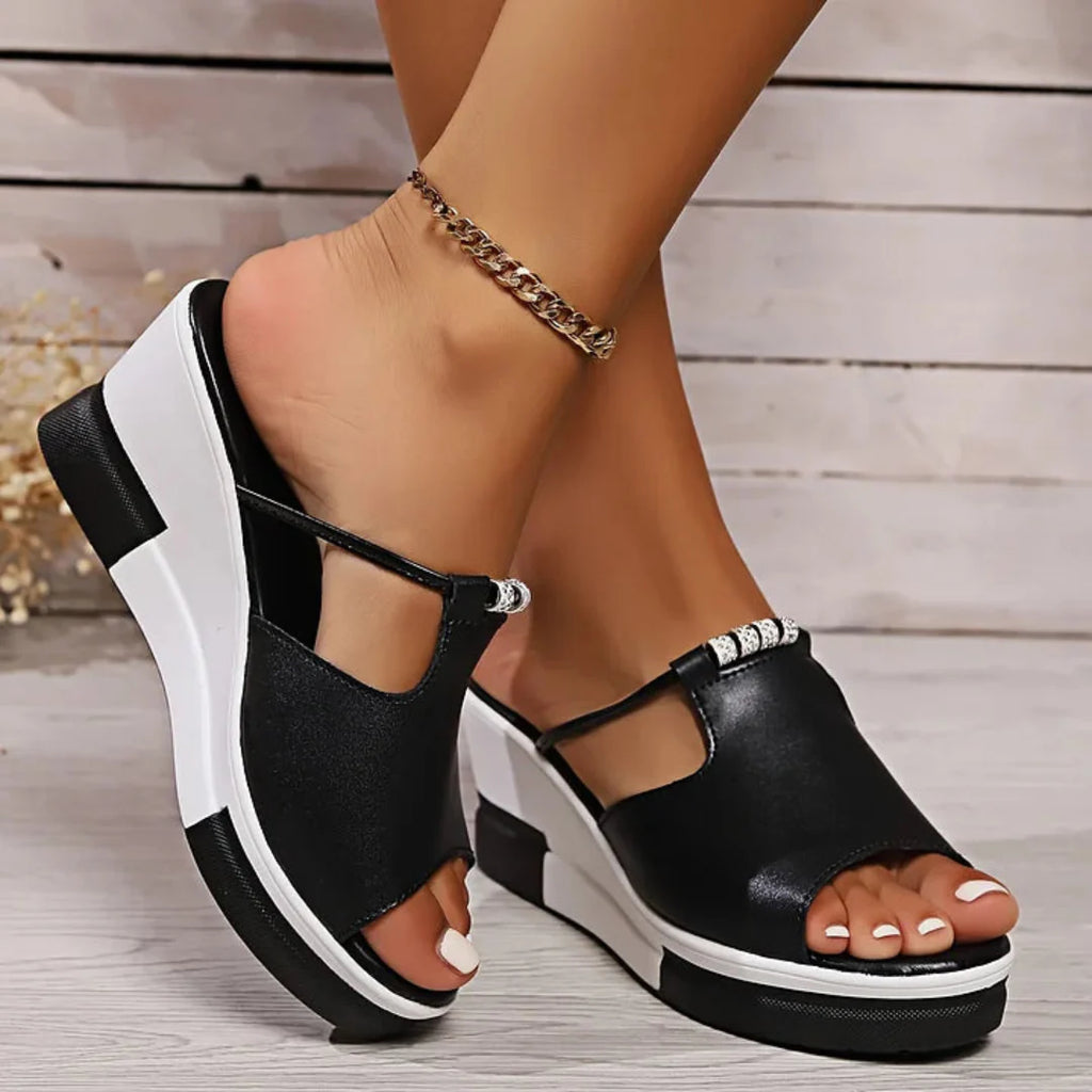 RITA – Sandali Donna con Zeppa in Ecopelle