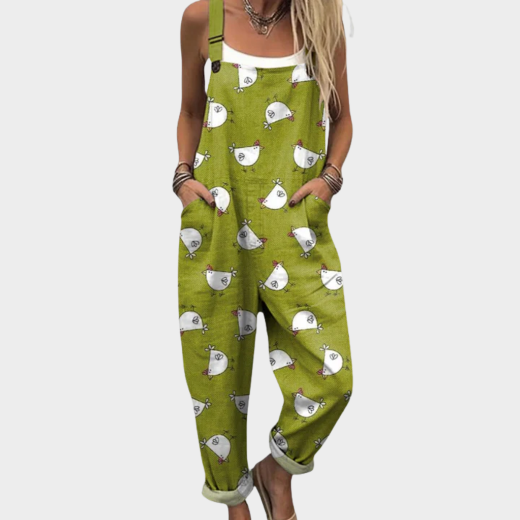 Comoda salopette stampata - Verde DH