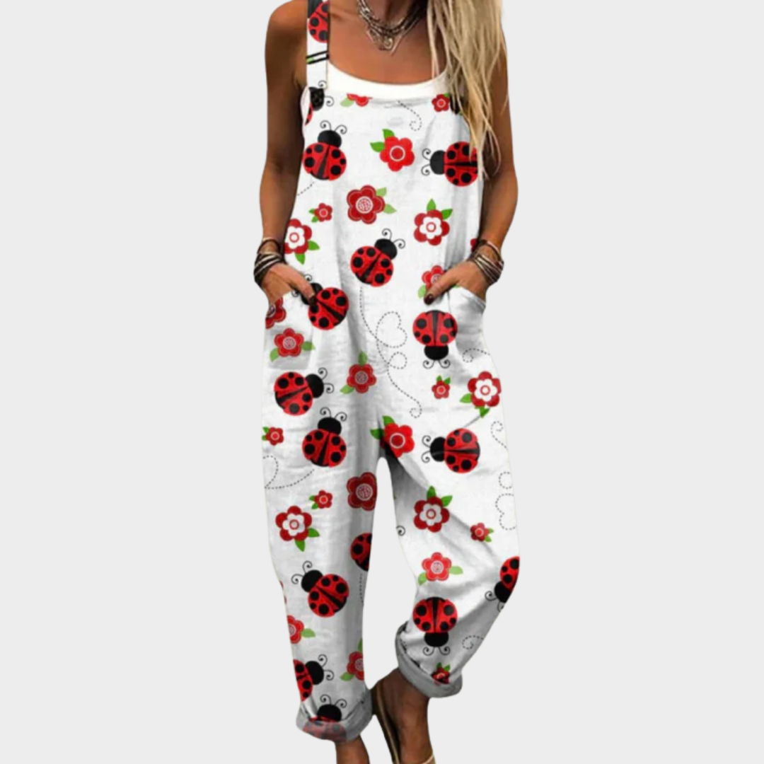 Comoda salopette stampata - Bianco / Rosso