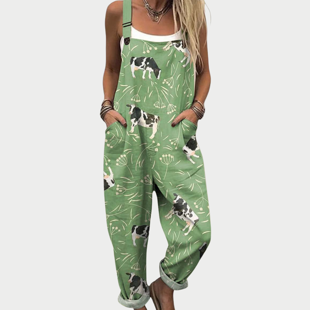 Comoda salopette stampata - Verde JUMPSUIT