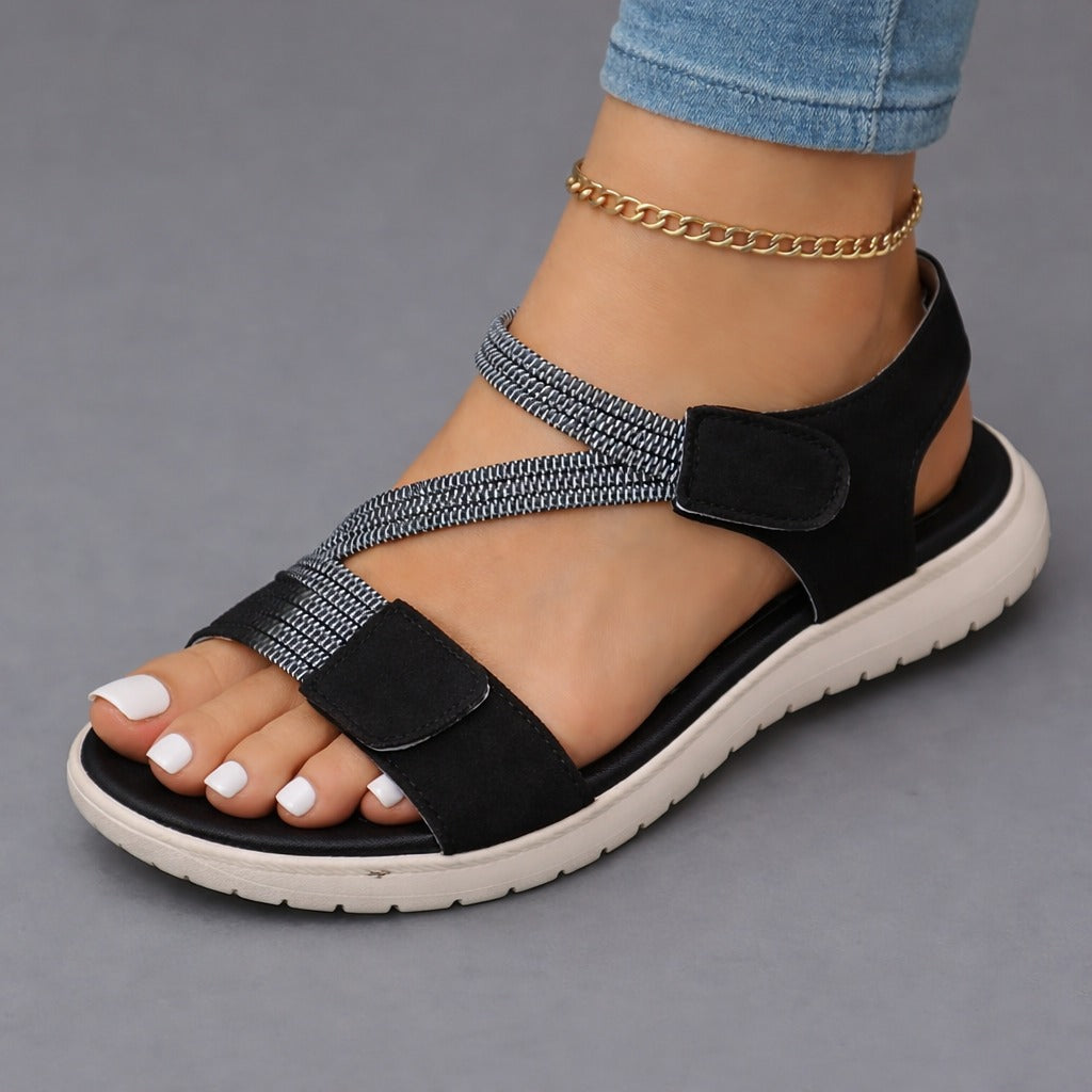 TRANI – Sandali Donna Comfort con Fasce Elastiche e Strappo