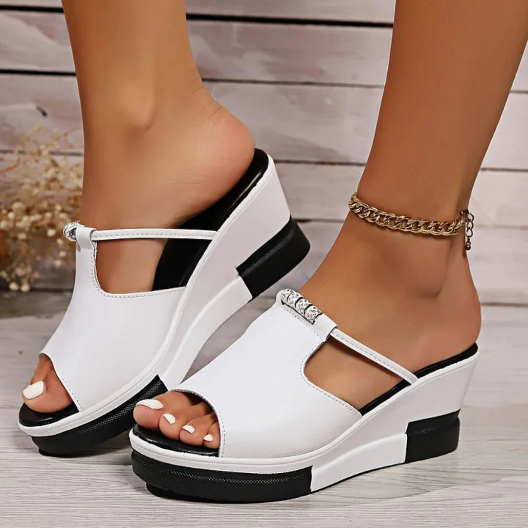 RITA – Sandali Donna con Zeppa in Ecopelle