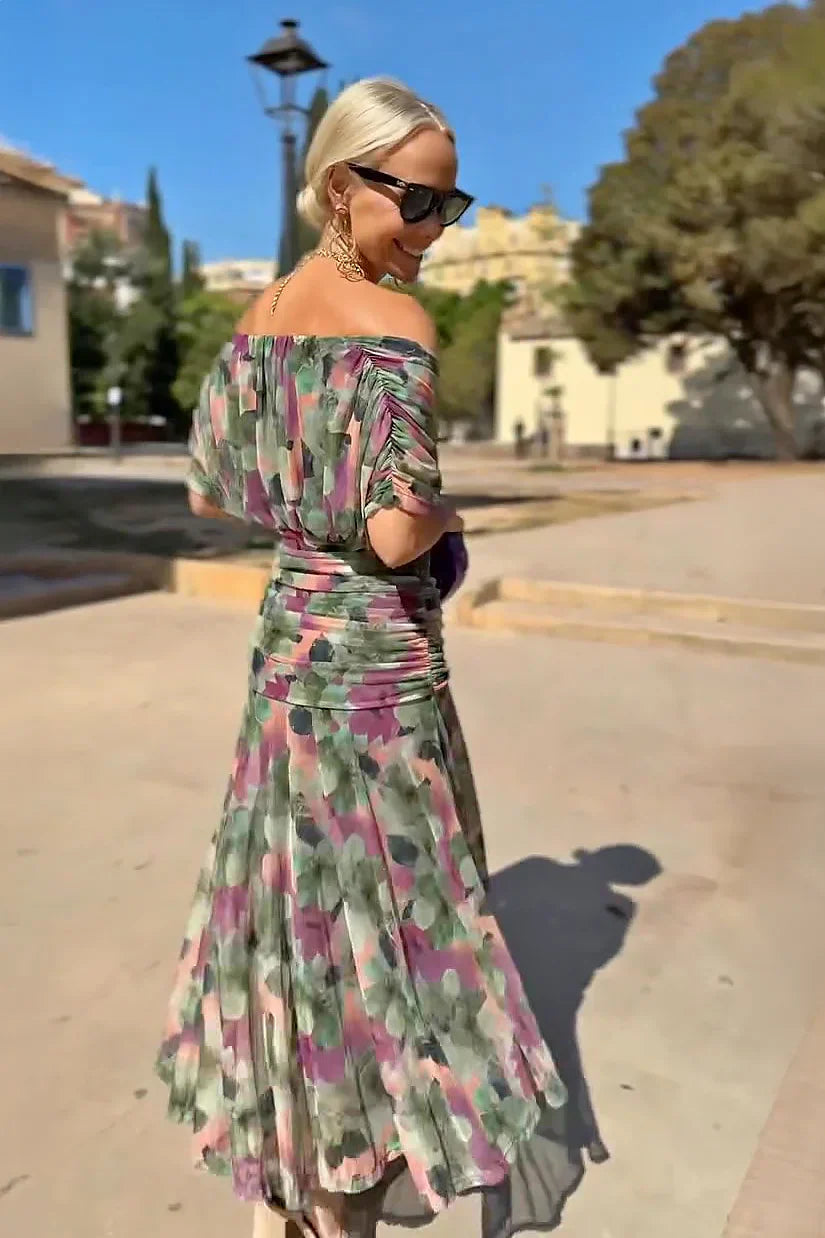 LUCIA - Elegante Abito Lungo Da Festa Con Scollo a V