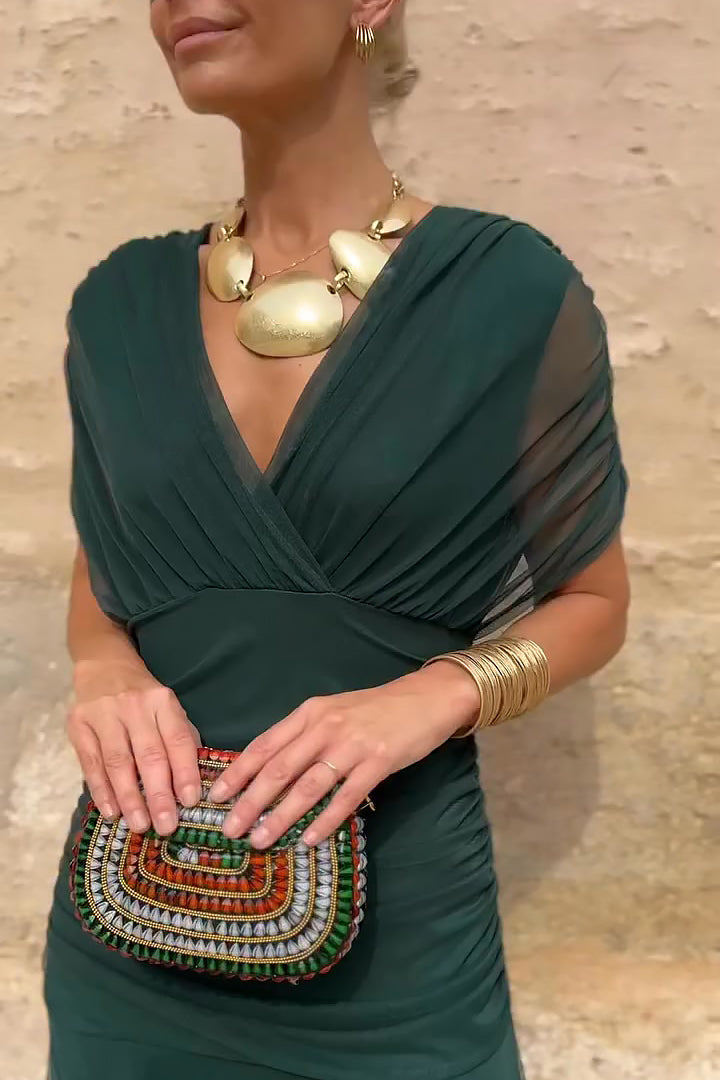 LUCIA - Elegante Abito Lungo Da Festa Con Scollo a V
