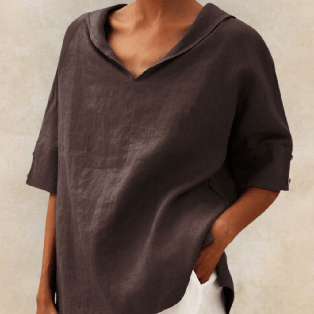 ALESSIA – Blusa Donna Oversize con Colletto a V