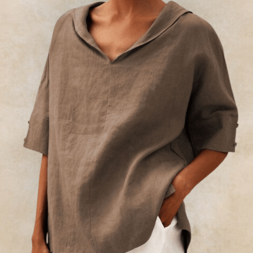 ALESSIA – Blusa Donna Oversize con Colletto a V
