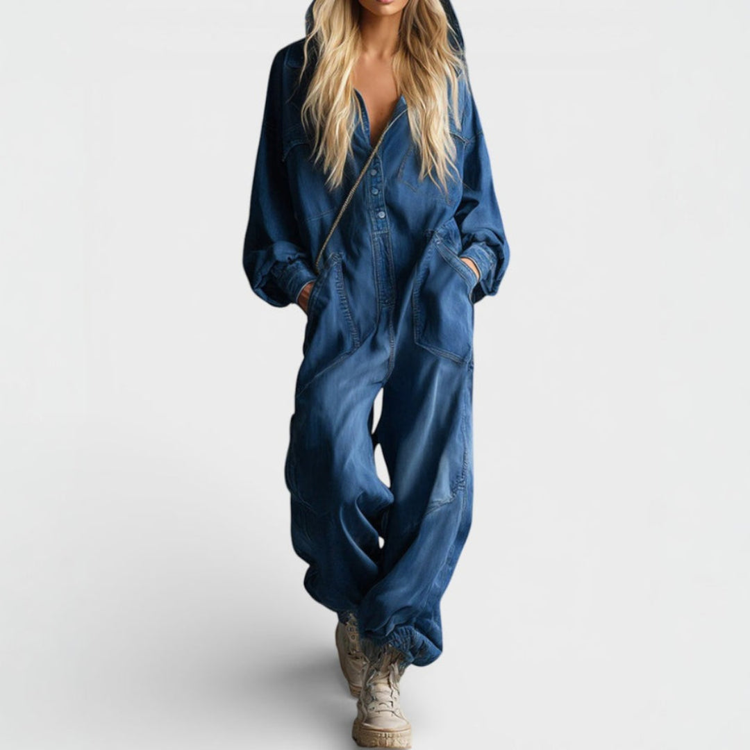 GINEVRA – Tuta Intera Donna in Denim con Cappuccio