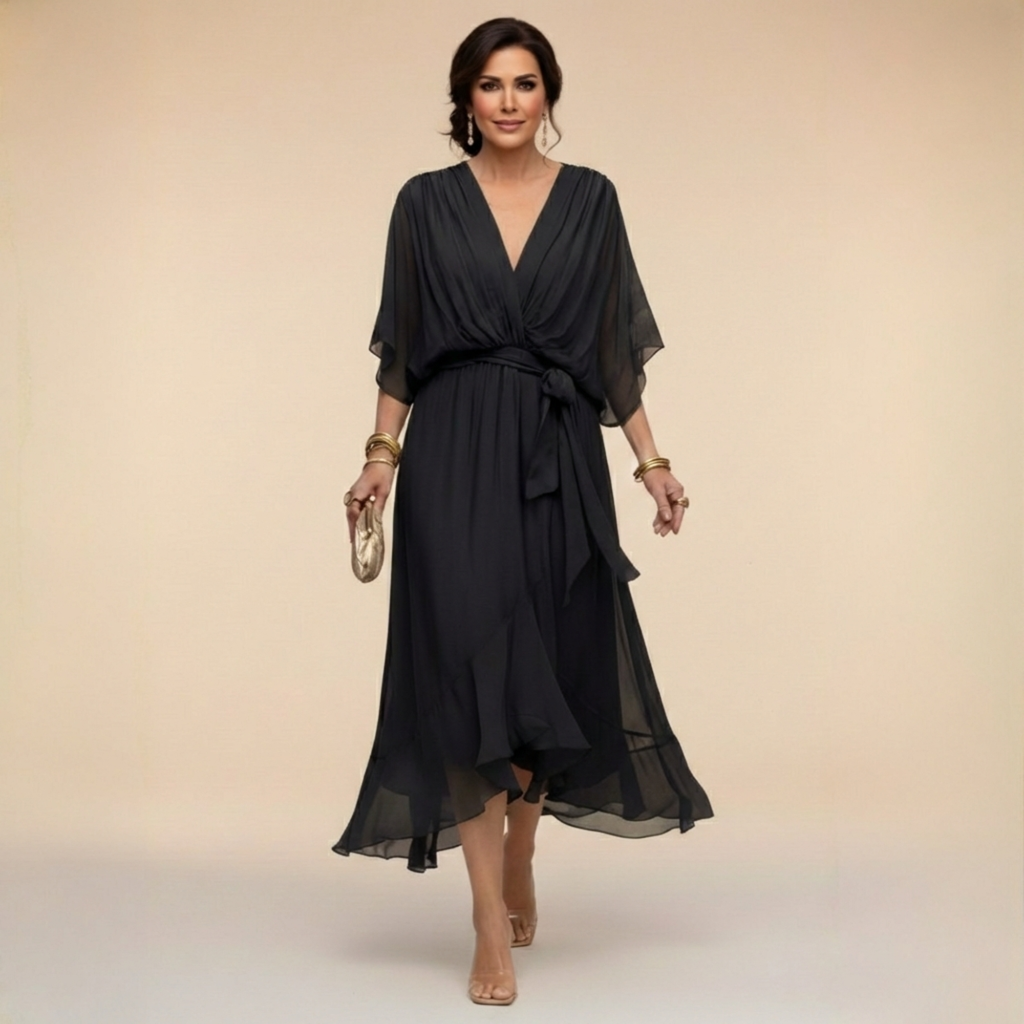 Abito Donna in Chiffon con Scollo a V: Eleganza per Cerimonie 2