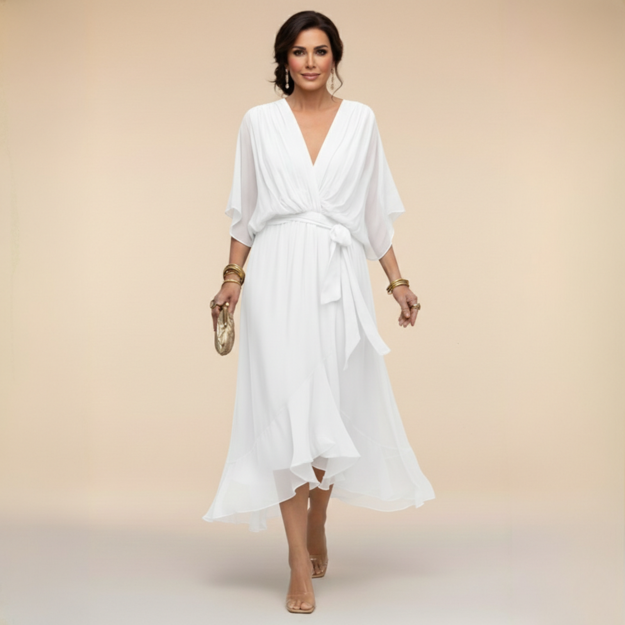 Abito Donna in Chiffon con Scollo a V: Eleganza per Cerimonie 4