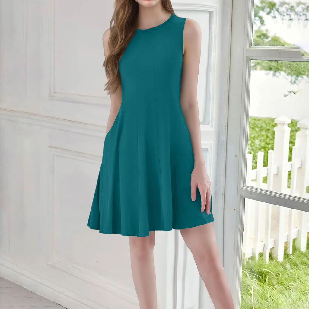 Abito Elegante Donna Estivo con Scollo Rotondo e Stile Versatile 0