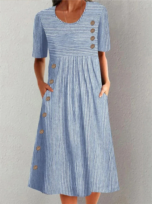 Abito Midi Donna Elegante a Righe: Comfort e Stile per Ogni Occasione 0