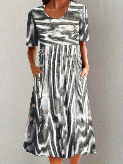 Abito Midi Donna Elegante a Righe: Comfort e Stile per Ogni Occasione 1