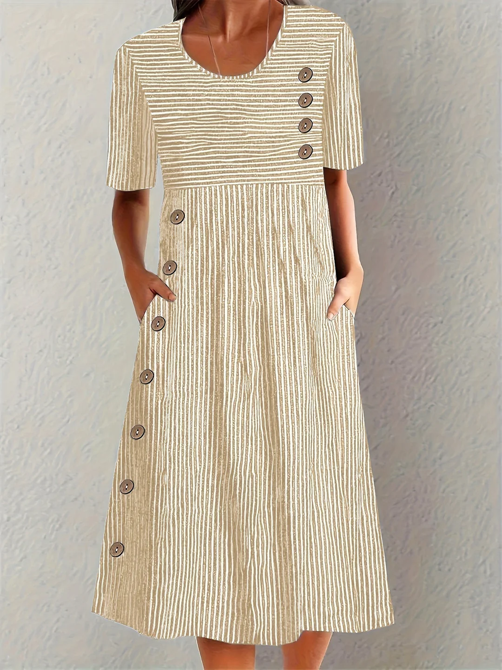 Abito Midi Donna Elegante a Righe: Comfort e Stile per Ogni Occasione 2