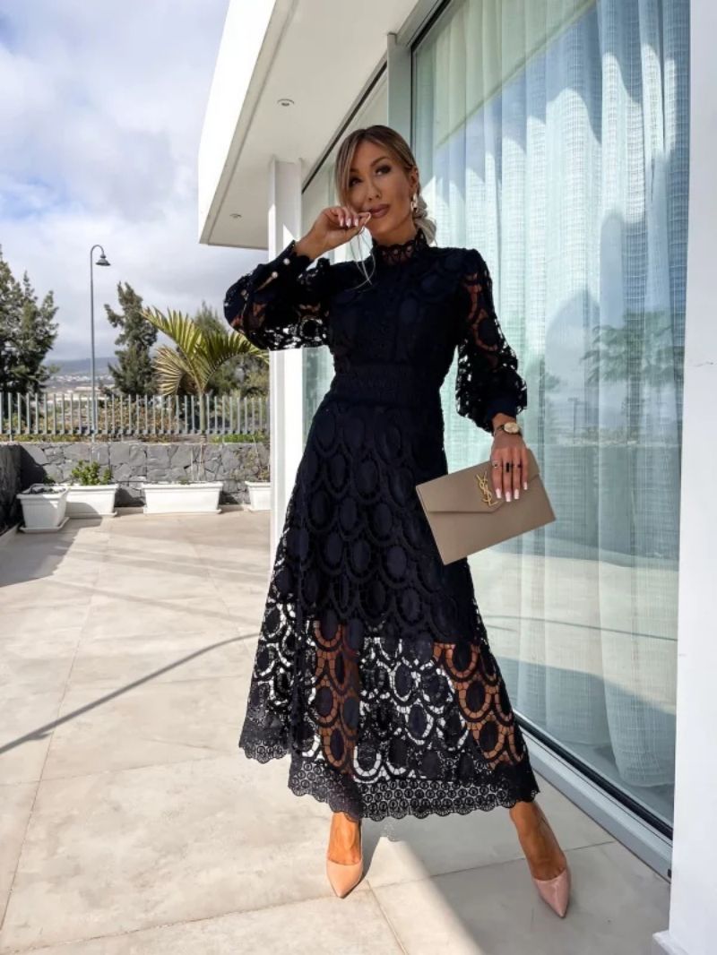 Abito Midi Elegante in Pizzo: Comfort e Stile per Cerimonie e Eventi 3