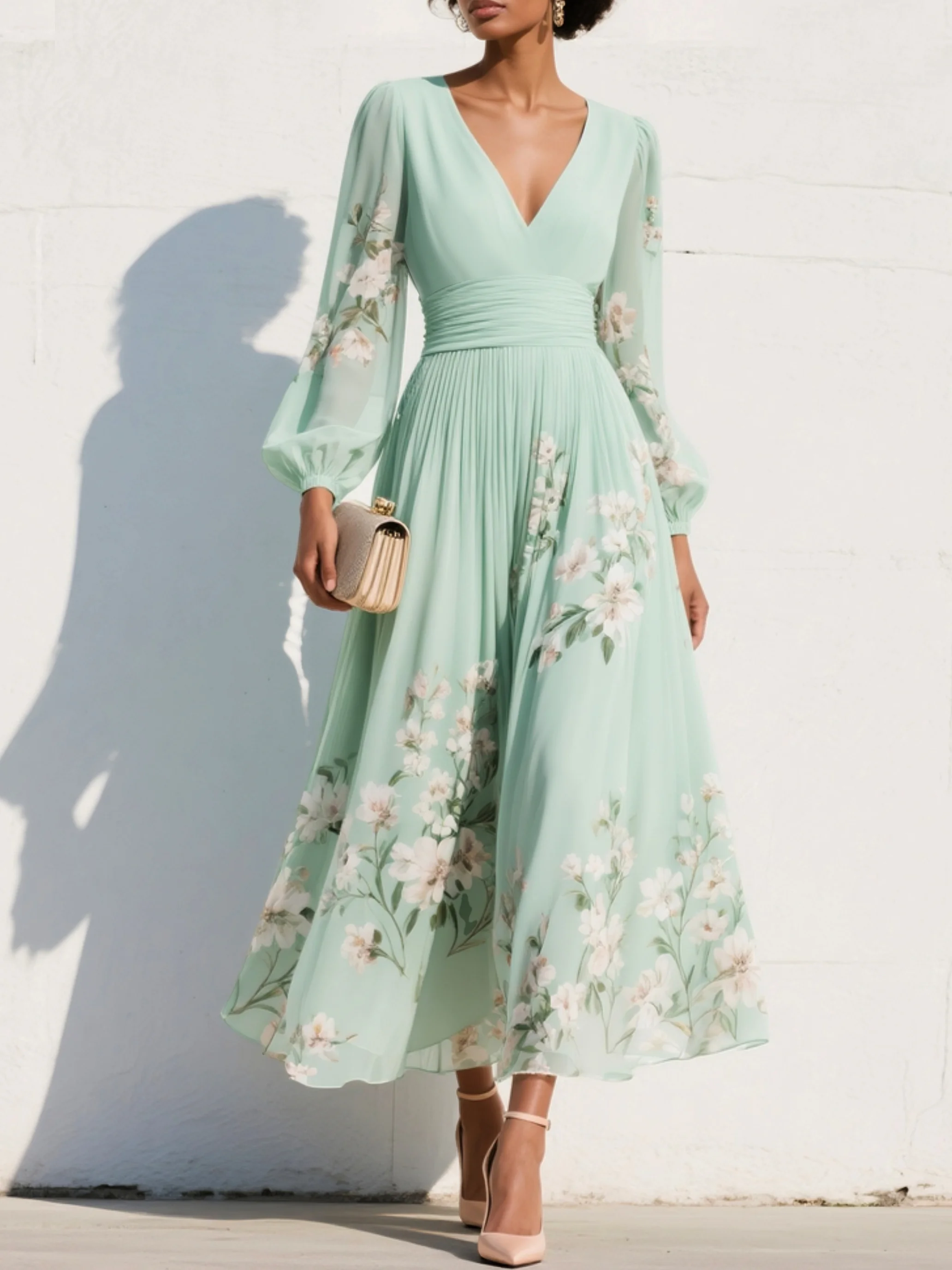 Abito Midi Floreale in Chiffon: Eleganza Leggera per Cerimonie Estive 0