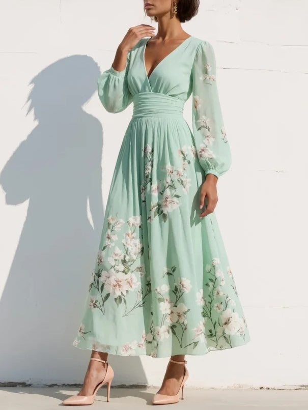 Abito Midi Floreale in Chiffon: Eleganza Leggera per Cerimonie Estive 1