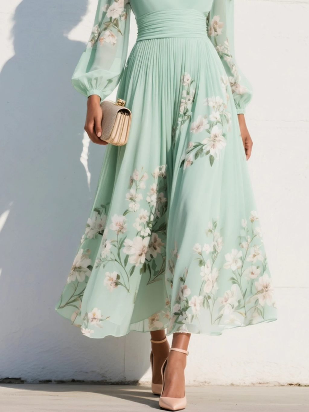 Abito Midi Floreale in Chiffon: Eleganza Leggera per Cerimonie Estive 4