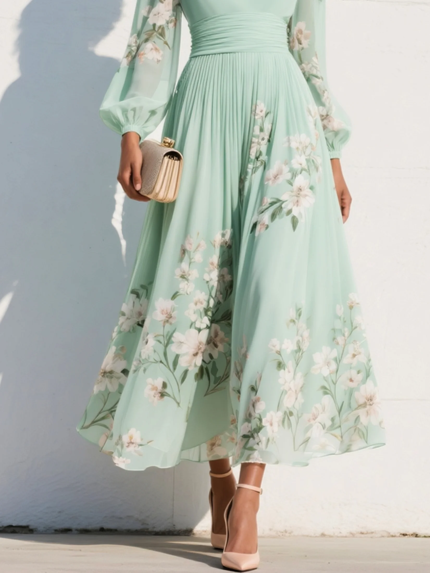 Abito Midi Floreale in Chiffon: Eleganza Leggera per Cerimonie Estive 4