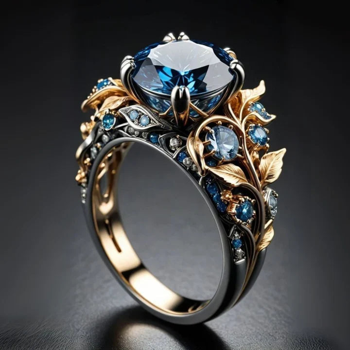 Anello Esotico con Fiore di Cristallo Blu: Originalità e Stile per Ogni Occasione 0