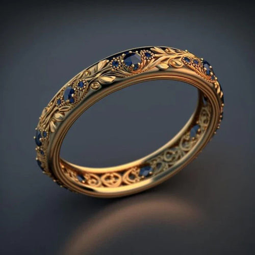 Anello Esotico con Foglia di Zirconi Blu: Eleganza Unica per Ogni Occasione 0