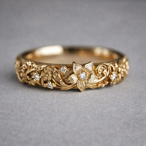 Anello Fiore d'Oro: Eleganza Floreale Unica per Ogni Occasione 0