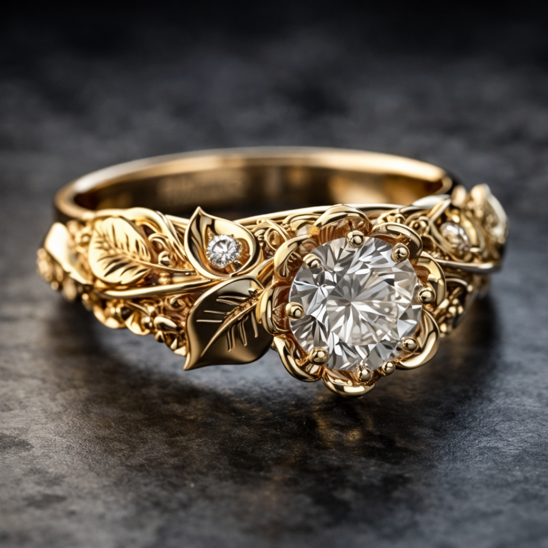 Anello con zirconi a foglia dorata: Eleganza senza tempo per ogni occasione 0