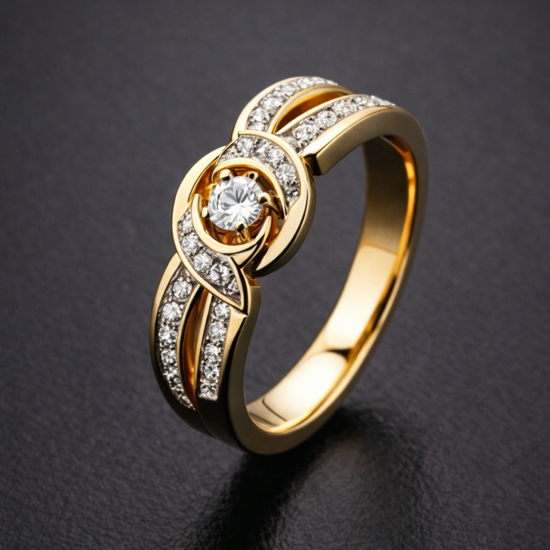 Anello di Cristallo Infinito Dorato: Eleganza per Ogni Occasione 0