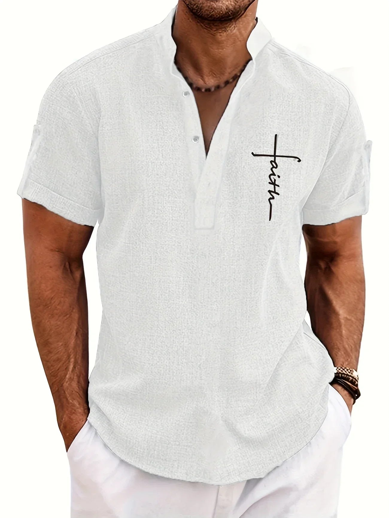 Camicia Elegante Donna con Colletto Rialzato e Ricamo Faith 2