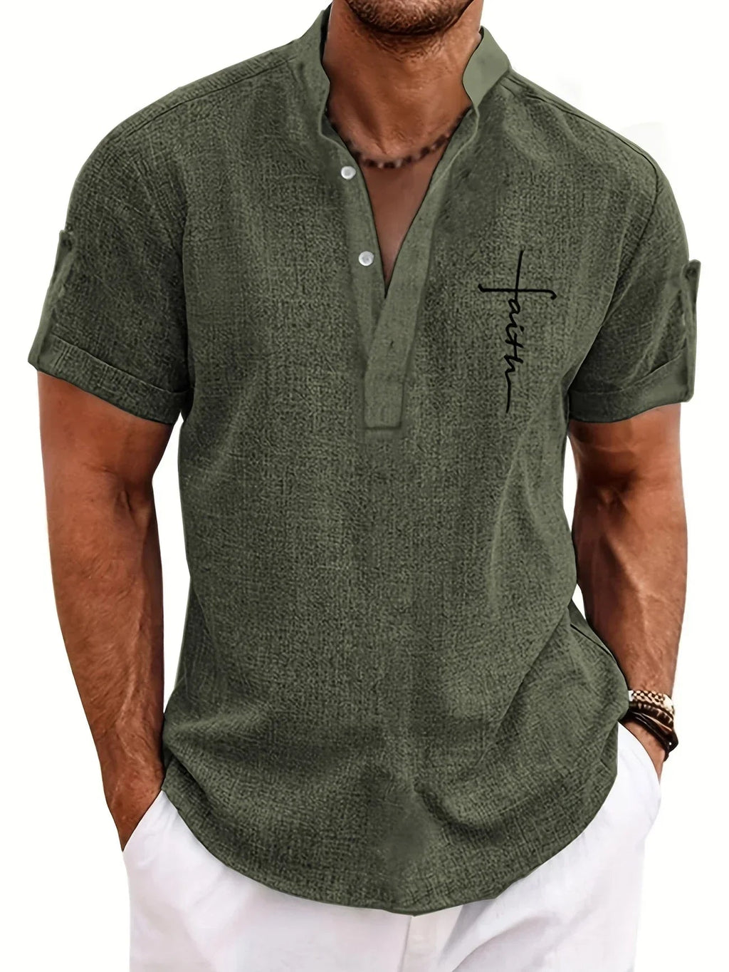 Camicia Elegante Donna con Colletto Rialzato e Ricamo Faith 3