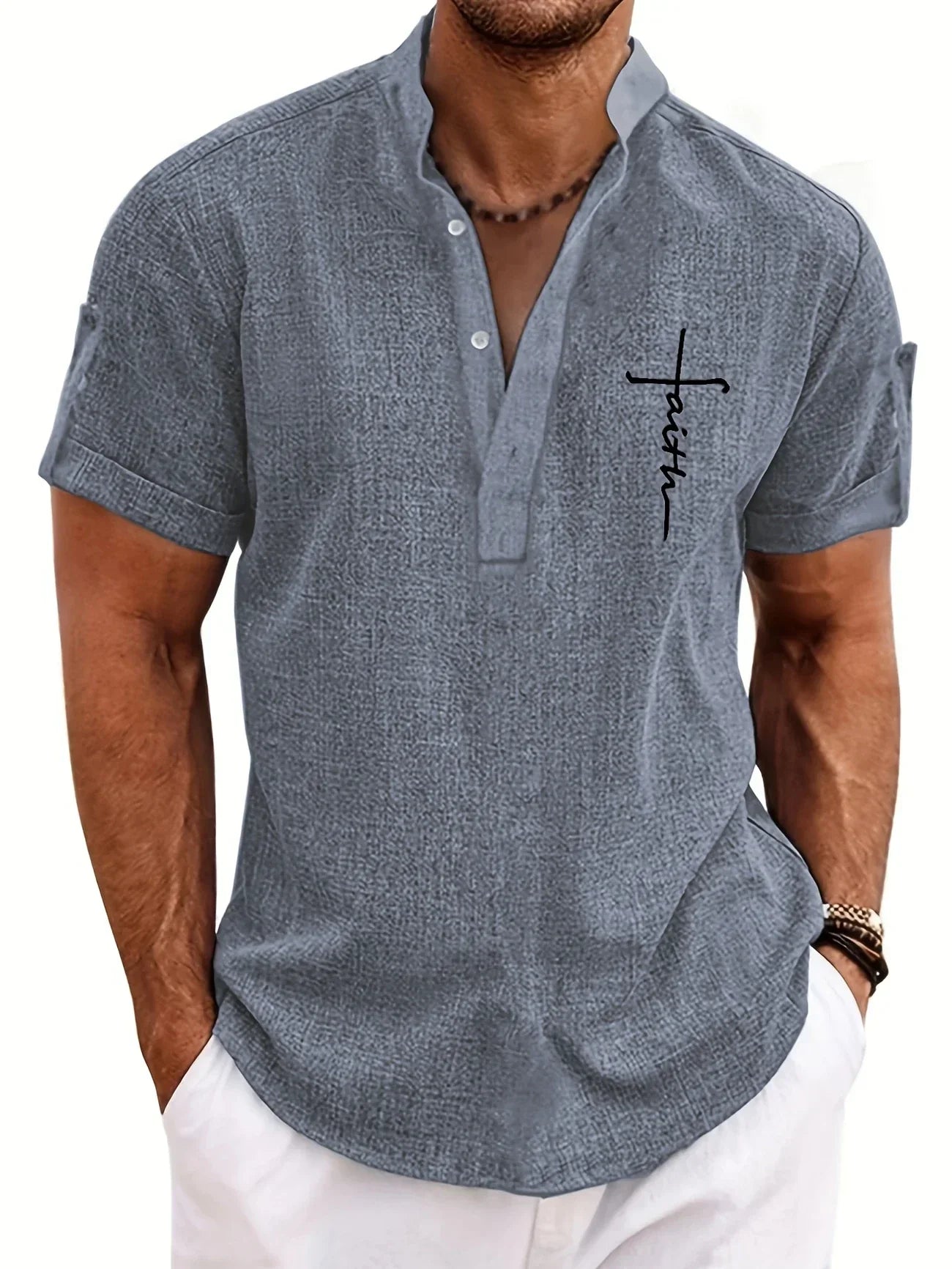 Camicia Elegante Donna con Colletto Rialzato e Ricamo Faith 4