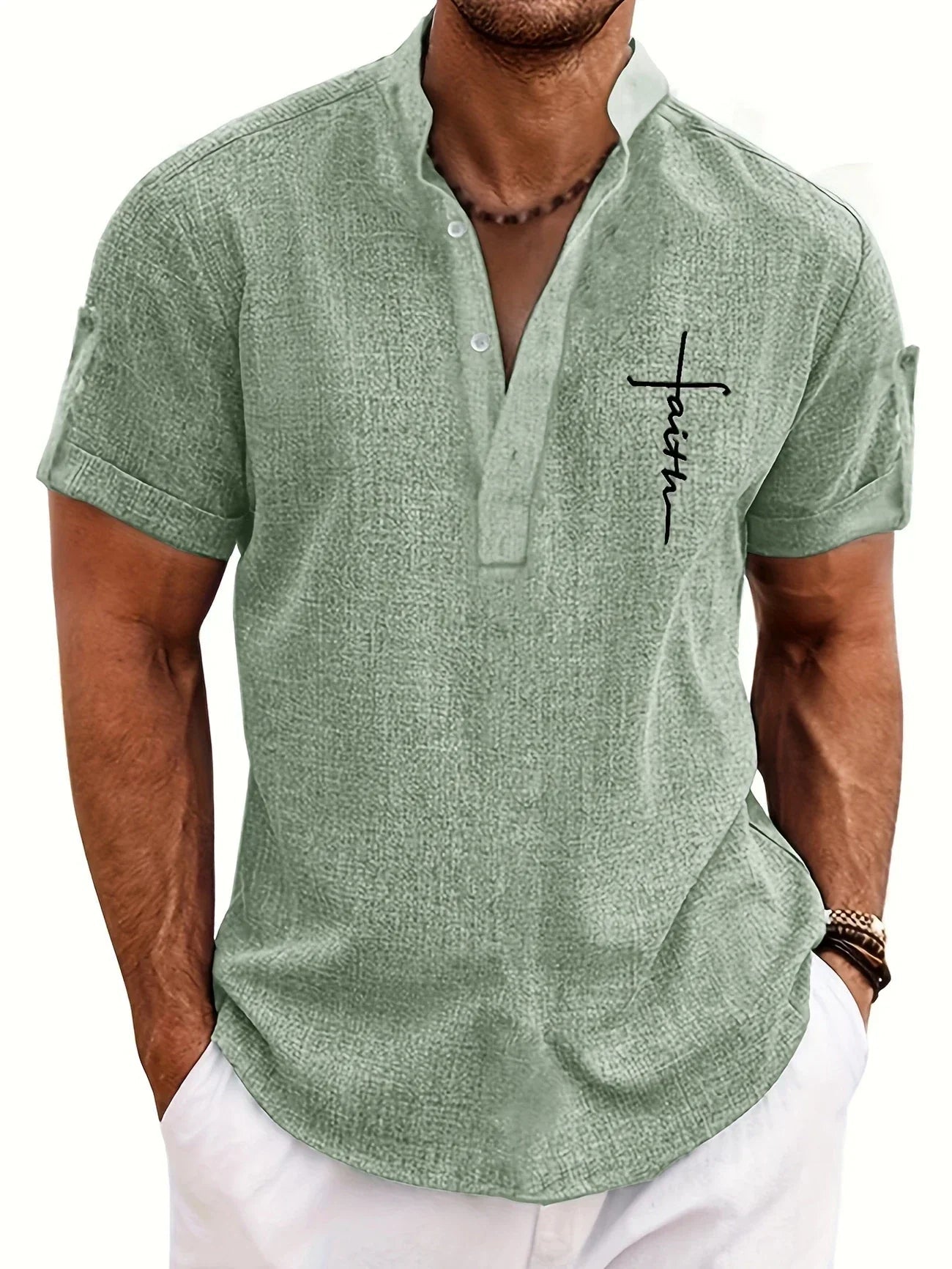 Camicia Elegante Donna con Colletto Rialzato e Ricamo Faith 6