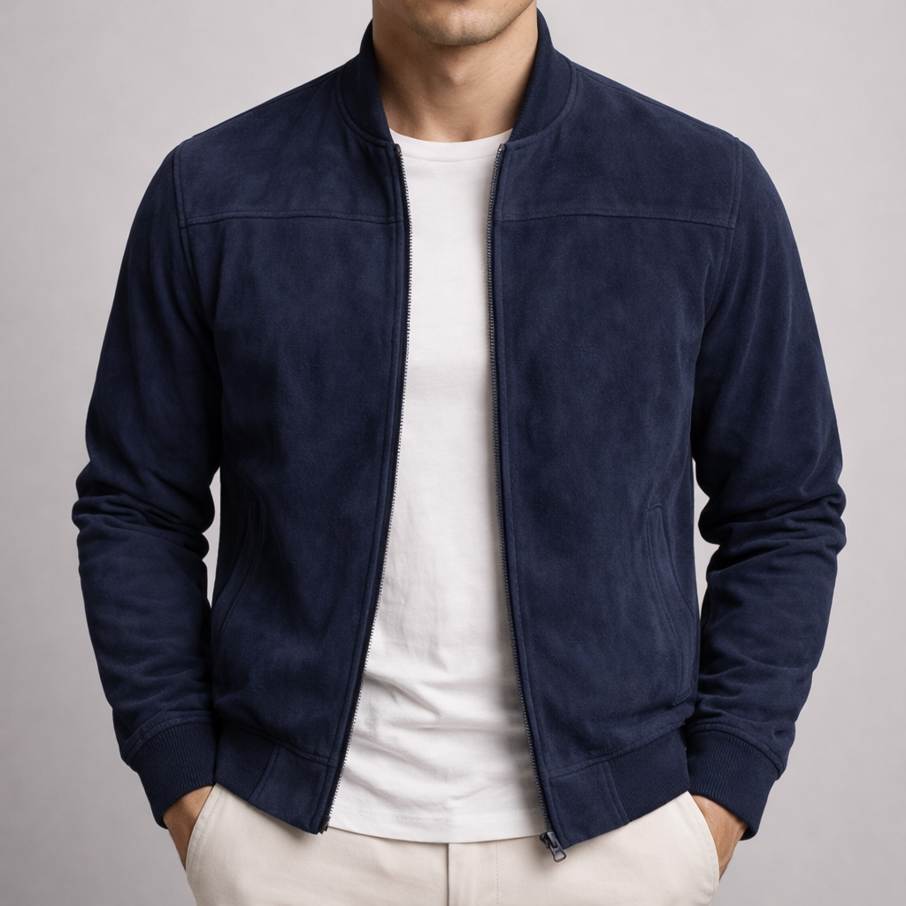 Gabriele – Bomber Uomo in Ecocamoscio con Zip