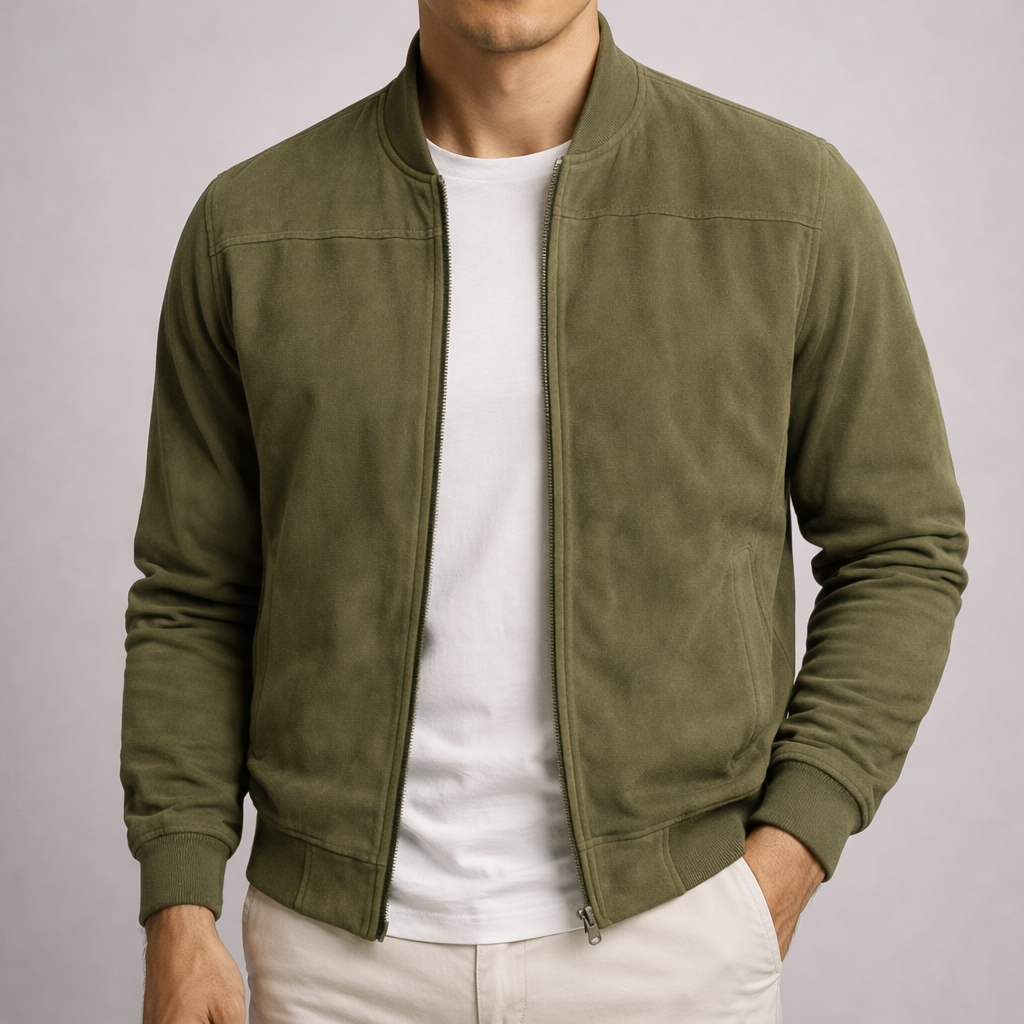 Gabriele – Bomber Uomo in Ecocamoscio con Zip