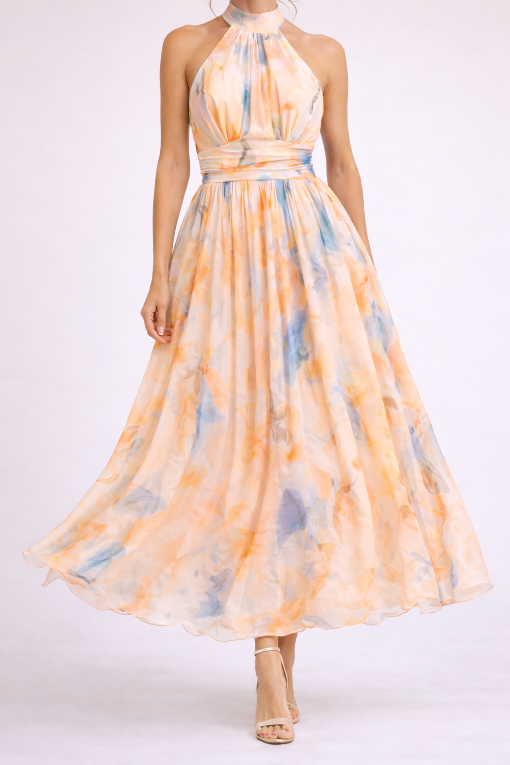 LINA - Abito Halter Aquarelle