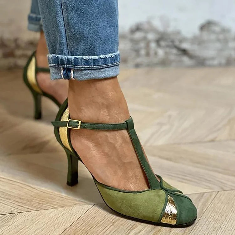 Decolleté Verde con Cinturino a T: Eleganza e Comfort per Eventi Speciali 0