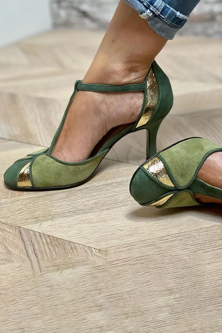 Decolleté Verde con Cinturino a T: Eleganza e Comfort per Eventi Speciali 1