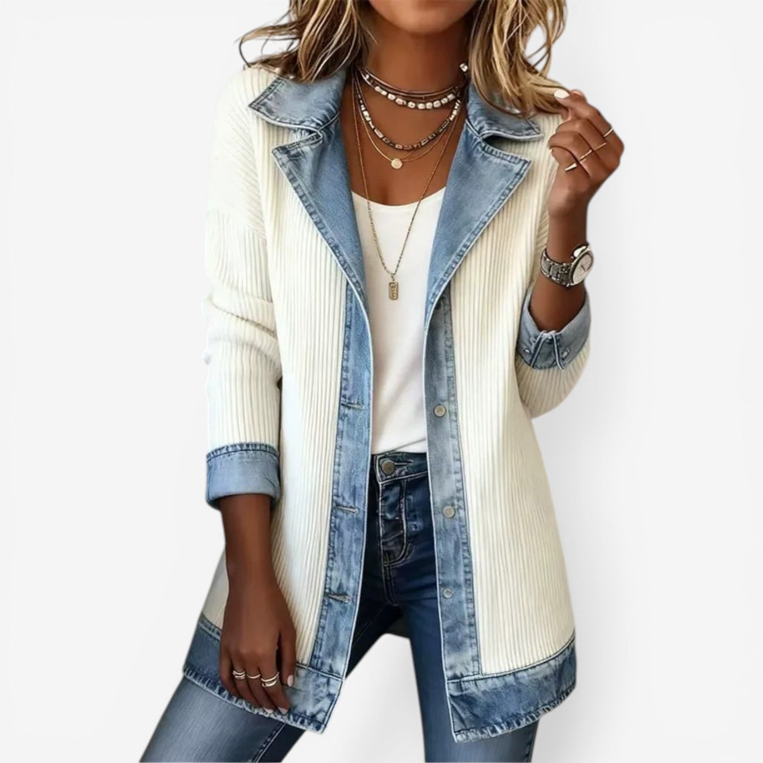 Giacca Donna Emilia™ in Denim Misto: Comfort e Stile per Ogni Occasione 0