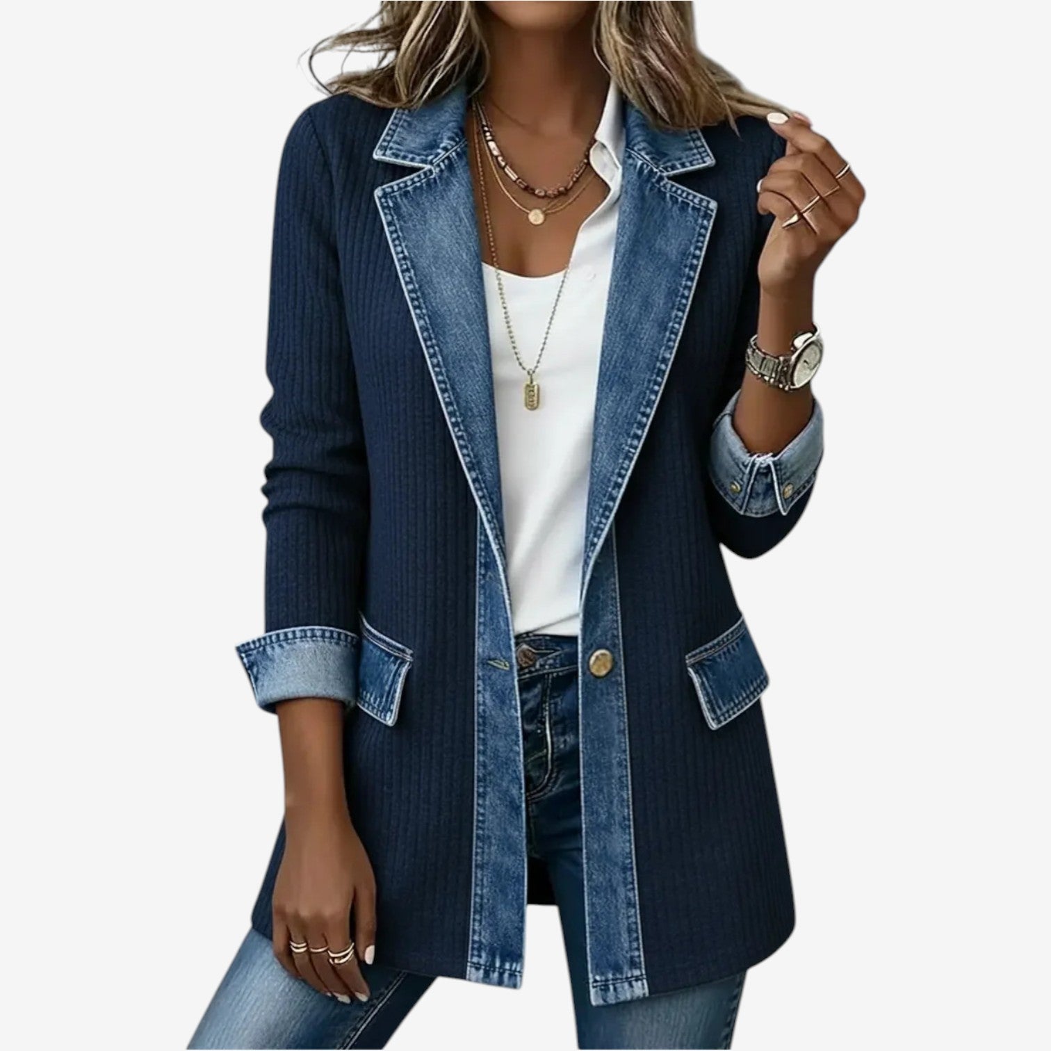 Giacca Donna Emilia™ in Denim Misto: Comfort e Stile per Ogni Occasione 5