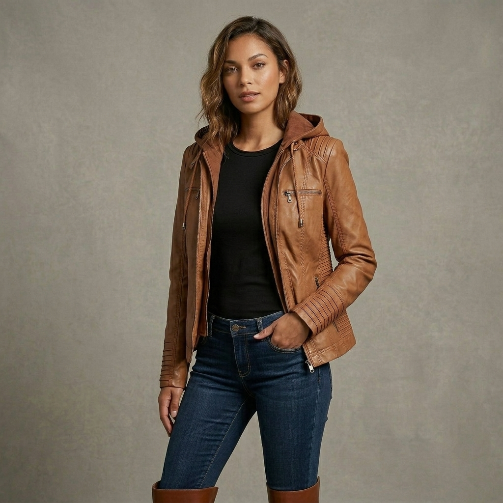 Giubbotto Pelle Donna con Cappuccio: Comfort e Stile per Ogni Occasione 0