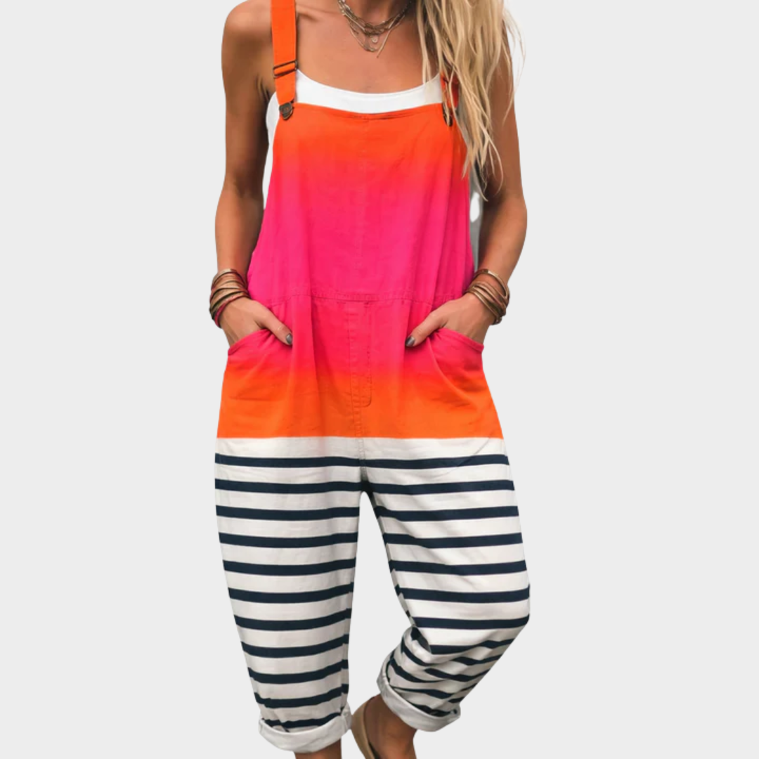 Comoda salopette stampata - Rosa / Arancio / Bianco
