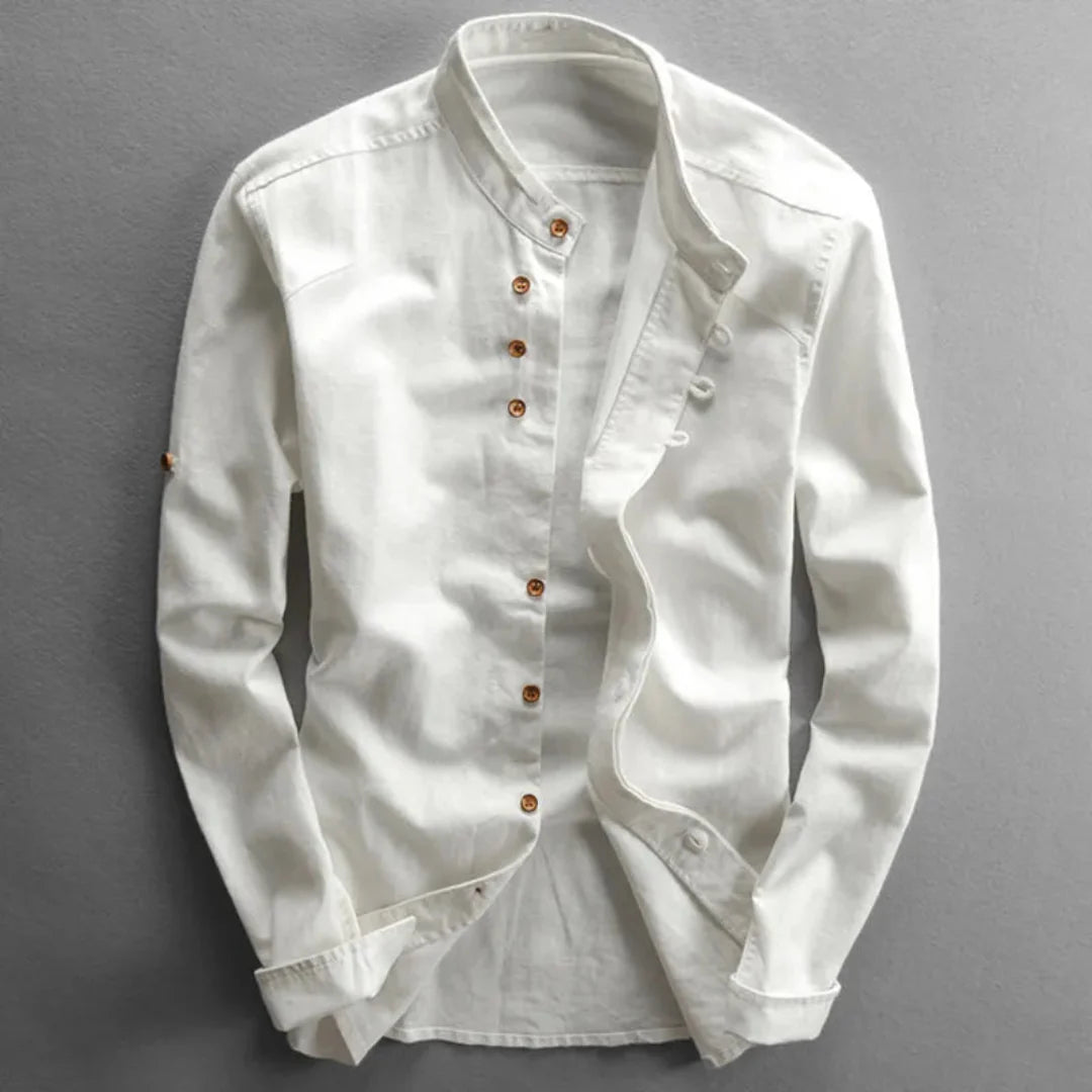 Cesare – Camicia Uomo in Lino con Collo Coreano
