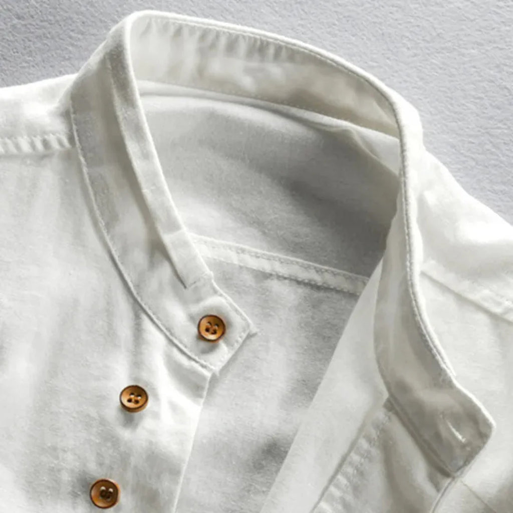 Cesare – Camicia Uomo in Lino con Collo Coreano