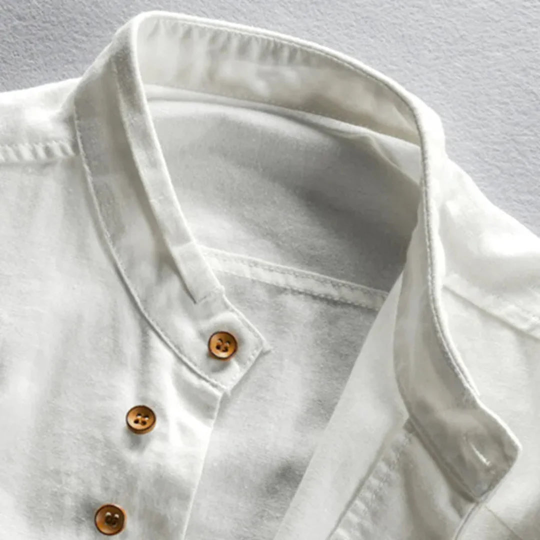 Cesare – Camicia Uomo in Lino con Collo Coreano