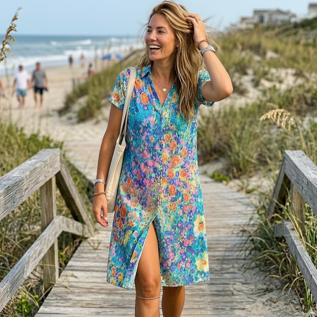 AMALFI – Vestito Donna Corto con Stampa Floreale Tropicale